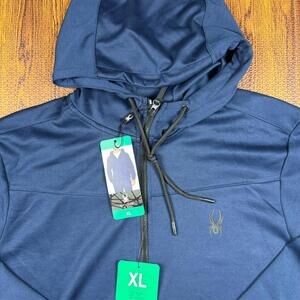 Spyder Mens XL Navy Full Zip Hoodie Jacket ProWeb Stretch Performance Logo